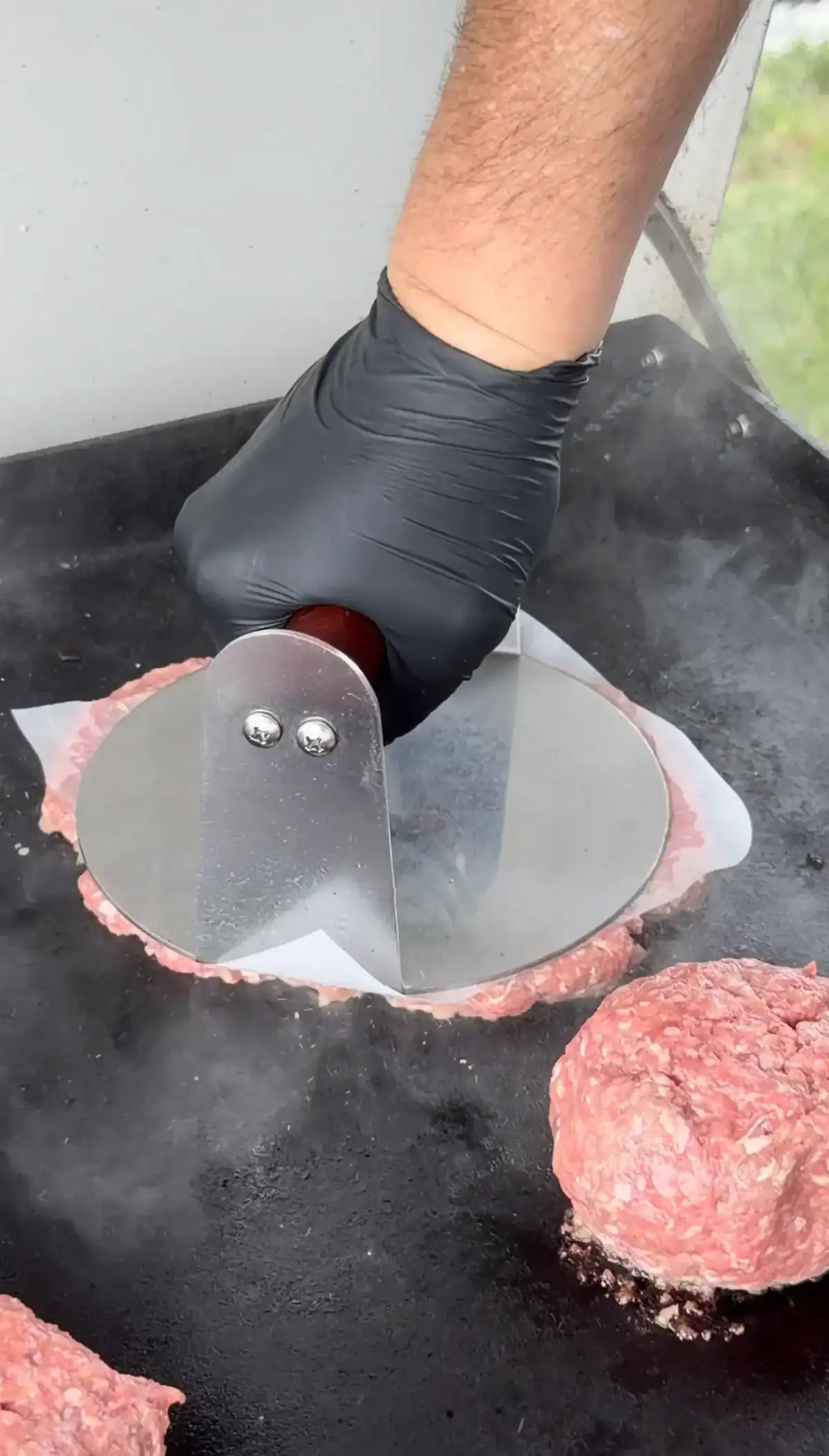 smash burgers on the griddle