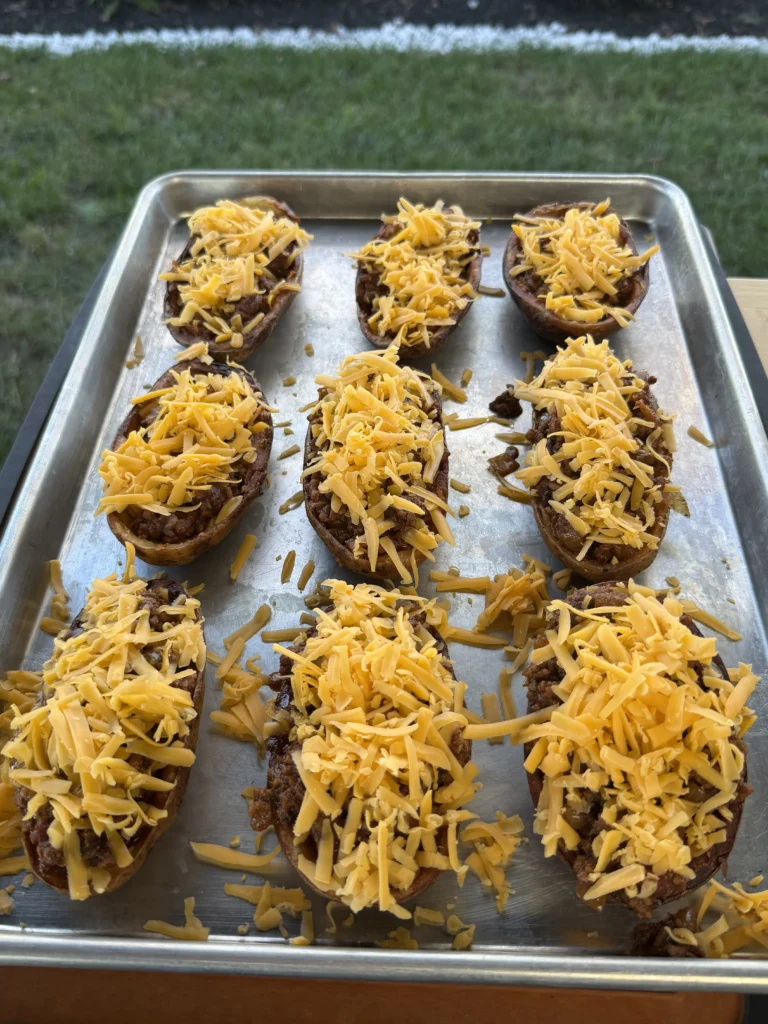 cheese on the potato skins