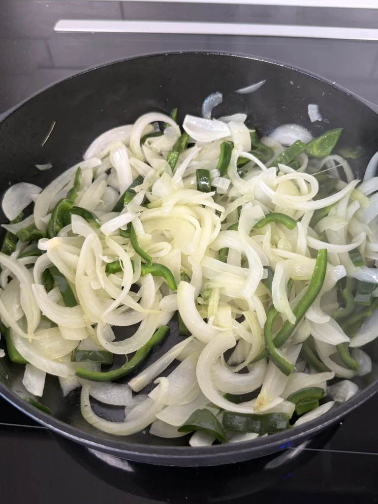 caramelized poblano peppers and onions. 