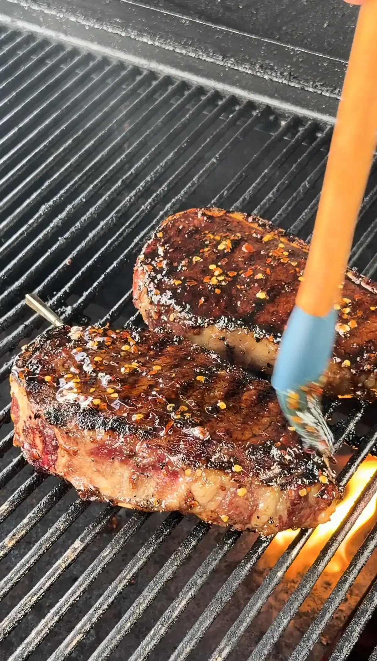 steaks with the hot honey glaze on them