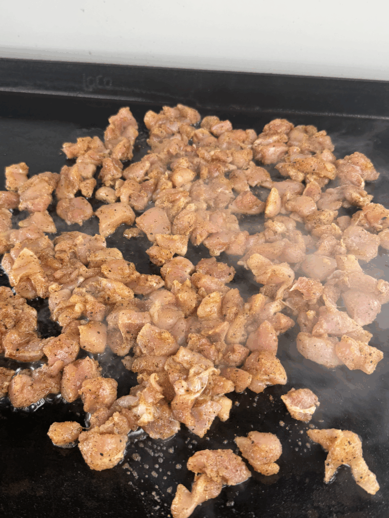 coked chicken on the griddle