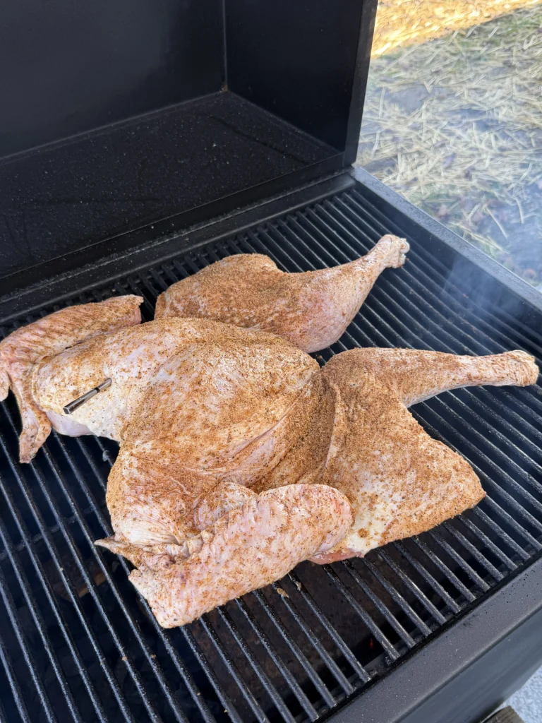 raw smoked turkey on the hasty bake
