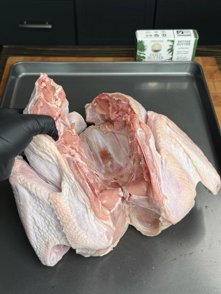 spatchcock turkey on a tray