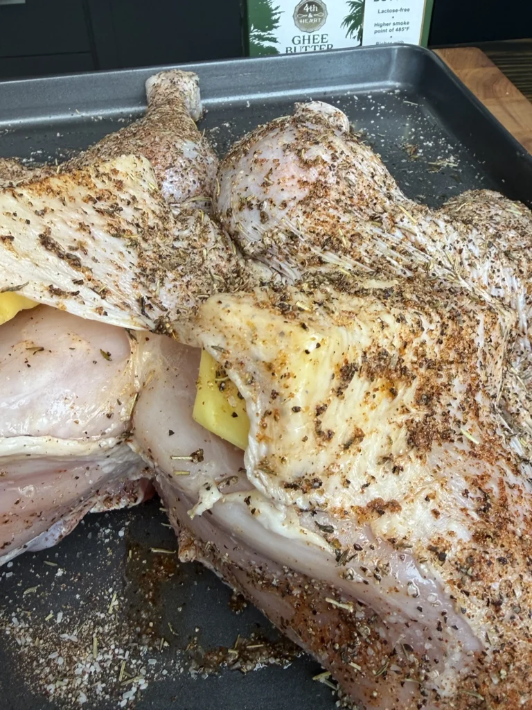 ghee under the skin on the turkey