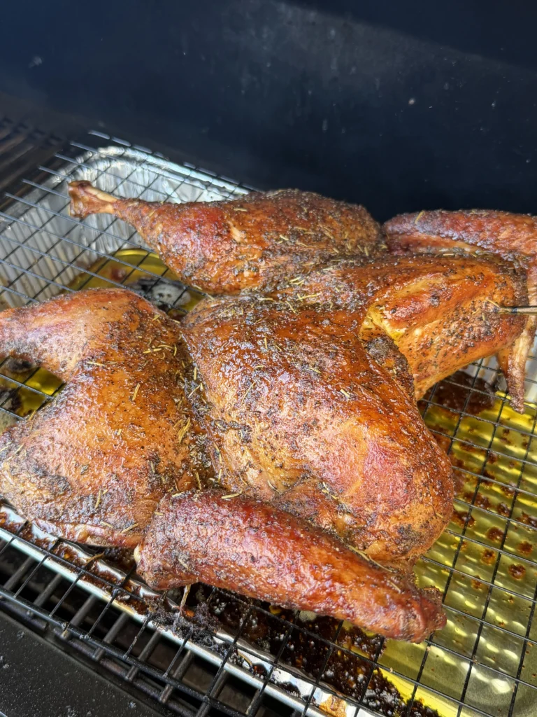 smoked turkey in the smoker
