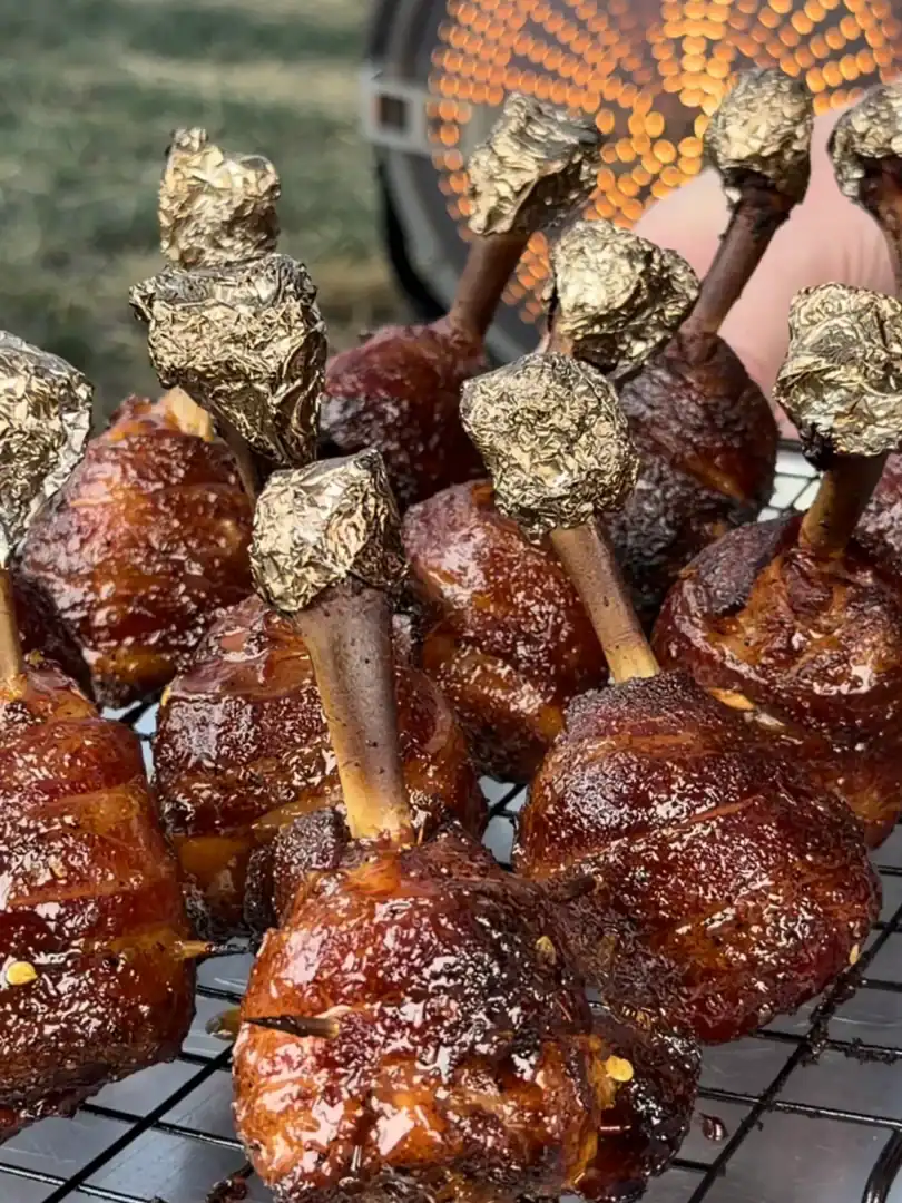 smoked chicken leg lollipops