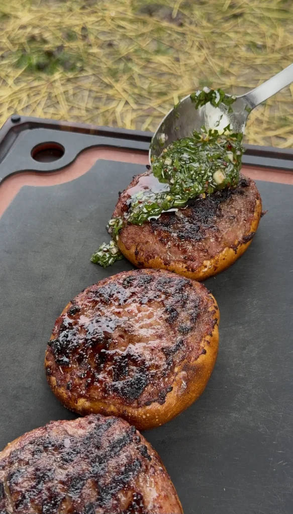 cheese stuffed bread with chimichurri