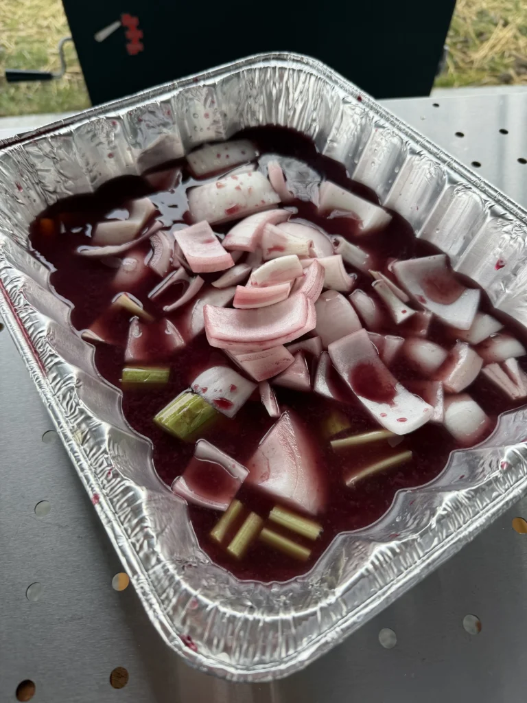 drip pan underneath the prime rib for au jus