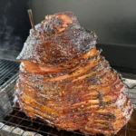 up close on the smoked christmas ham