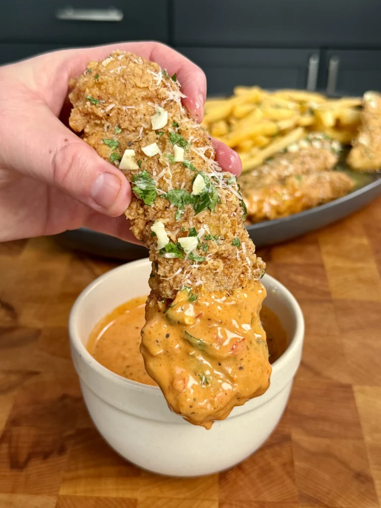 dipped and garnished chicken tenders