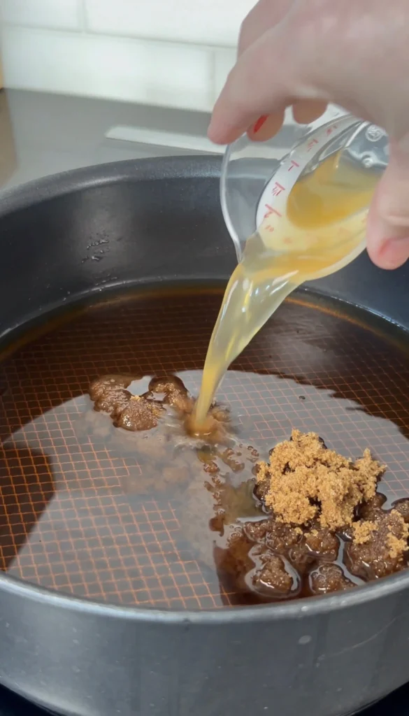 maple bourbon glaze in a pan