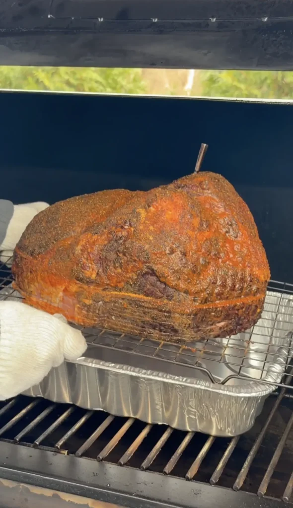 smoked ham on the smoker