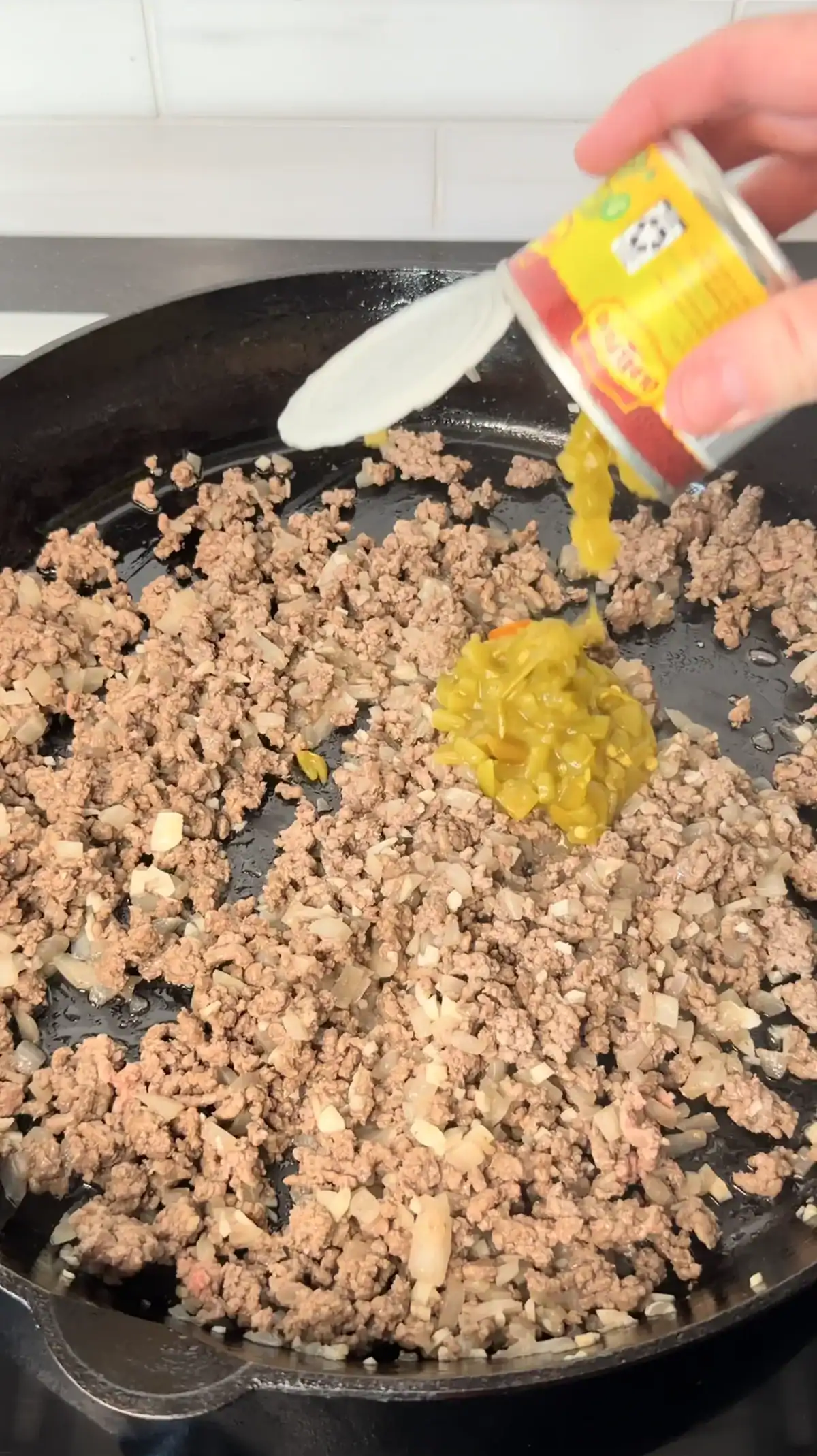 ground beef being cooked