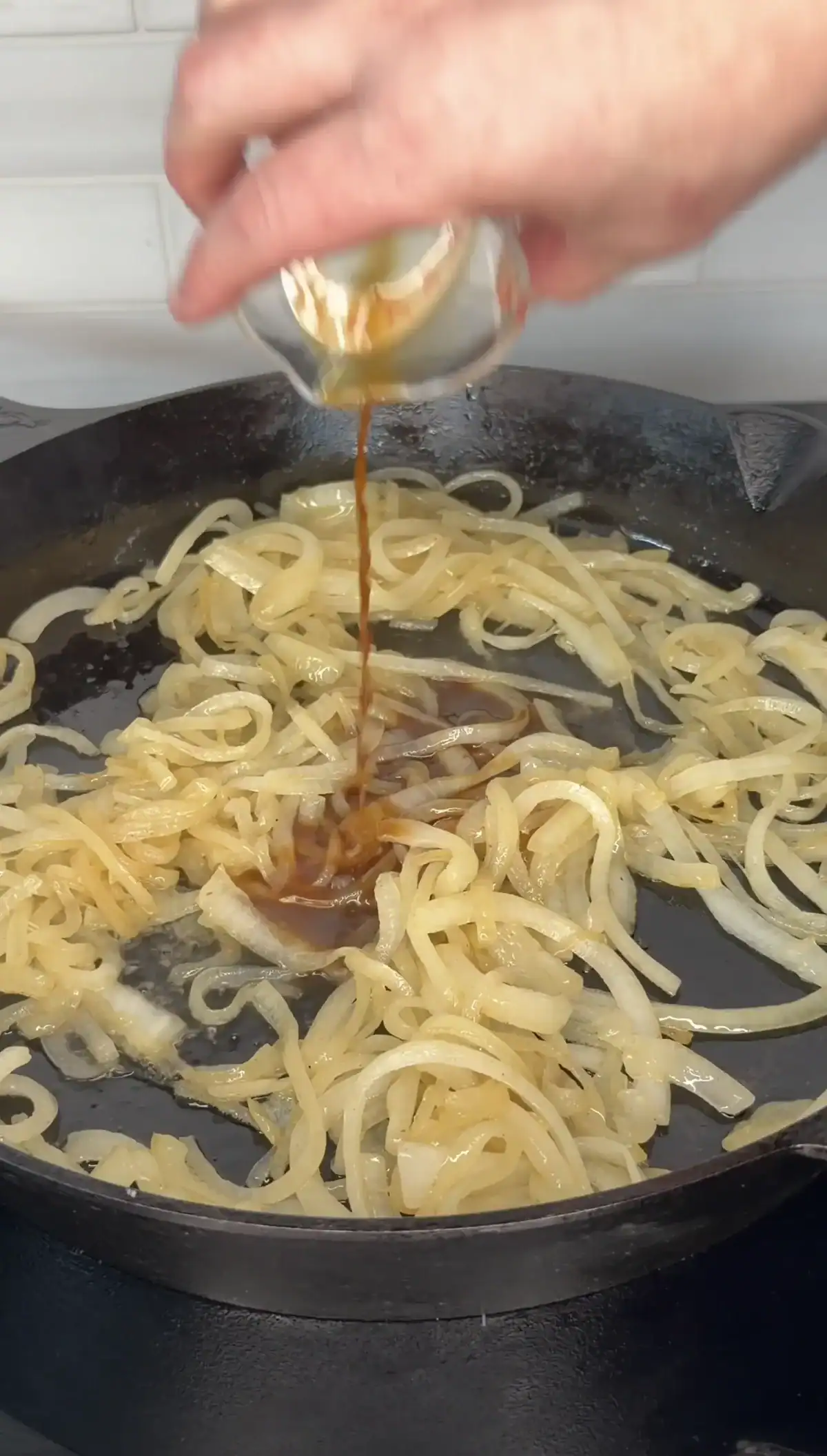 caramelized onions in a frying pan