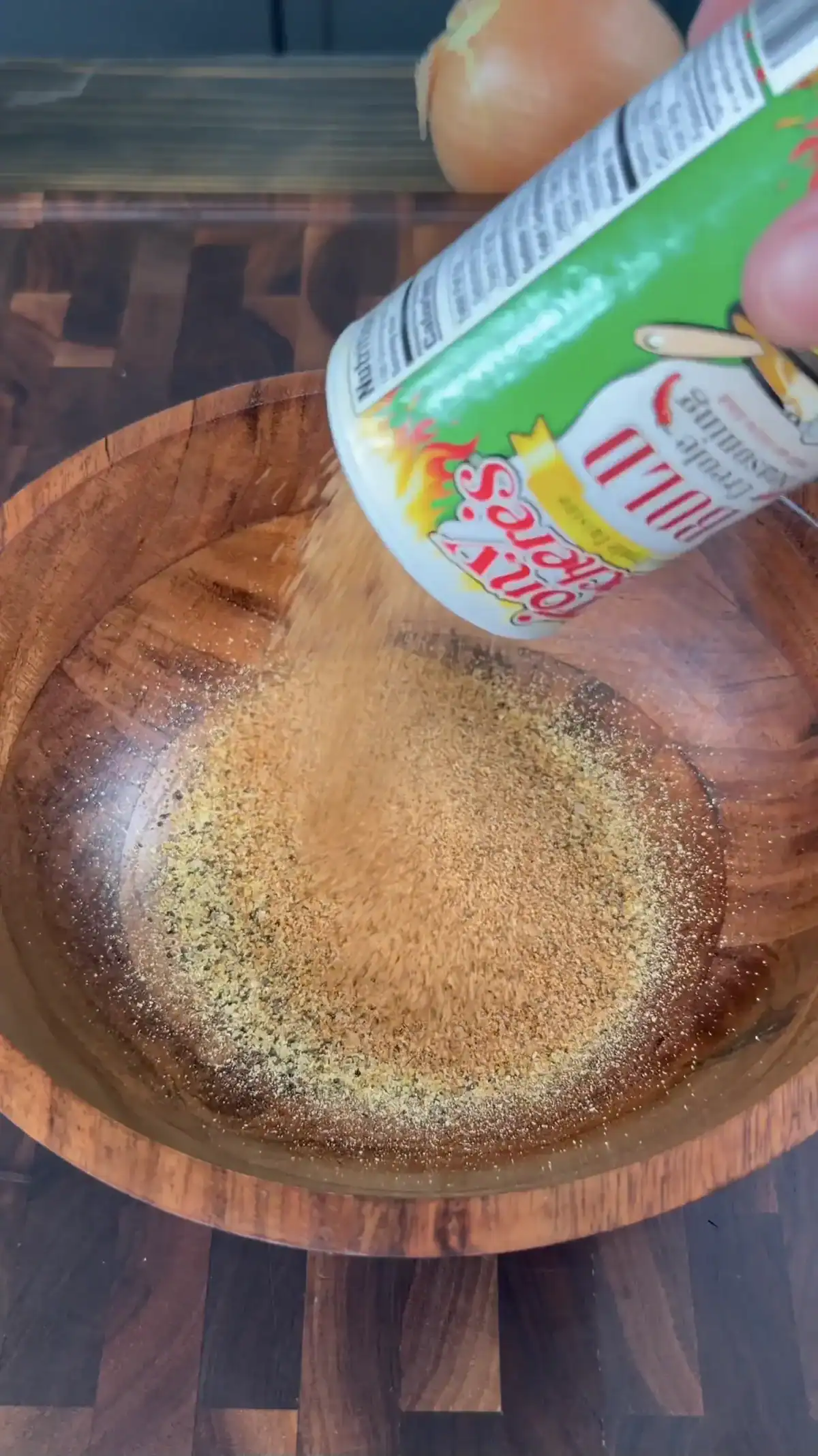 seasoned butter in an onion