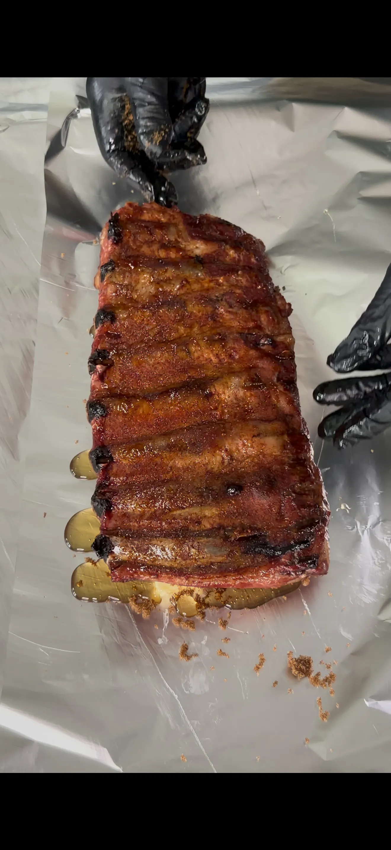 Pellet smoked ribs sliced and ready to serve