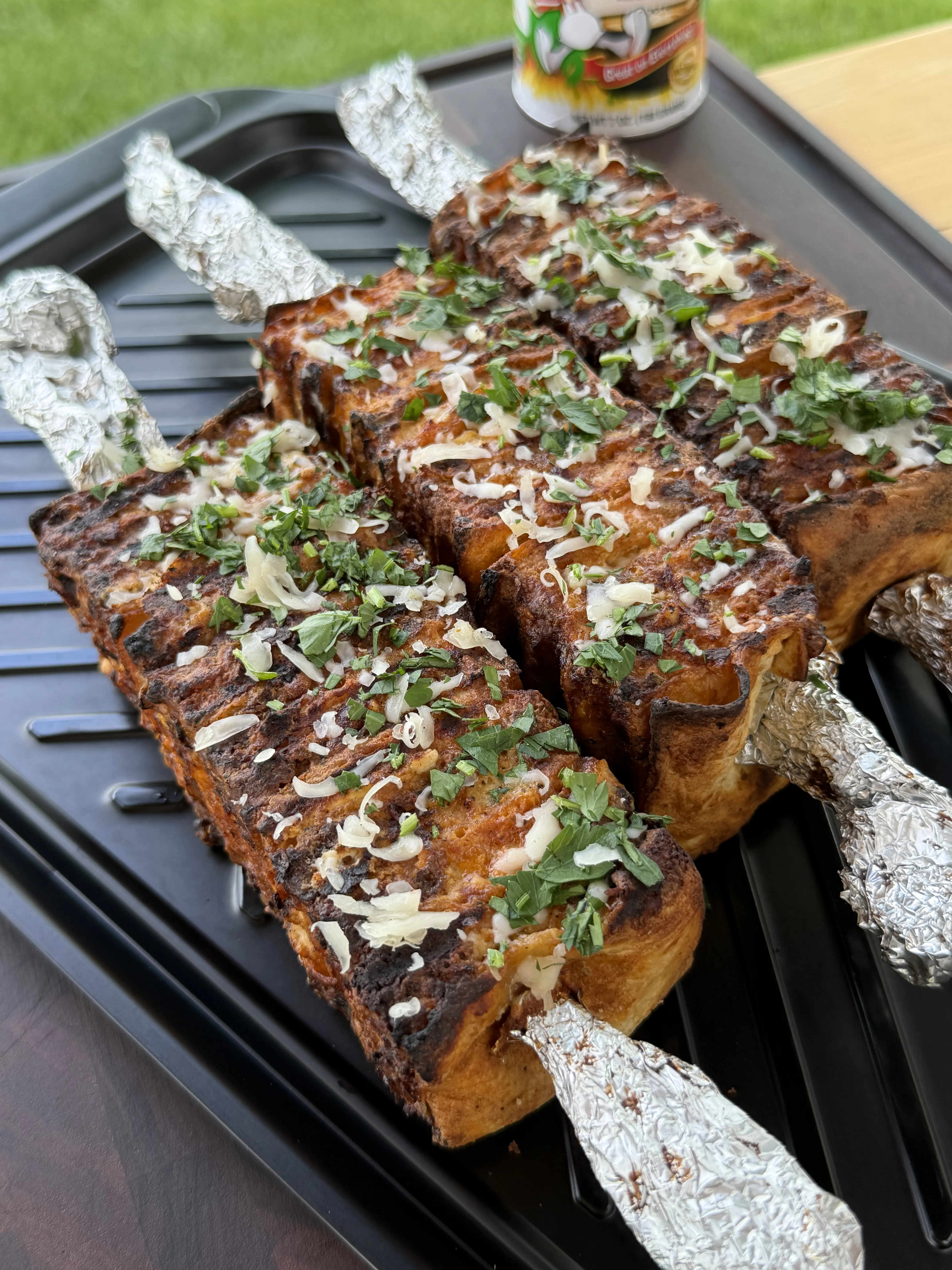 Buffalo chicken tortilla kebabs grilled crisp and topped with fresh herbs