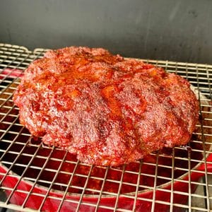 Seasoned ground chuck and Italian sausage loaf prepared for Smoked Over the Top Chili